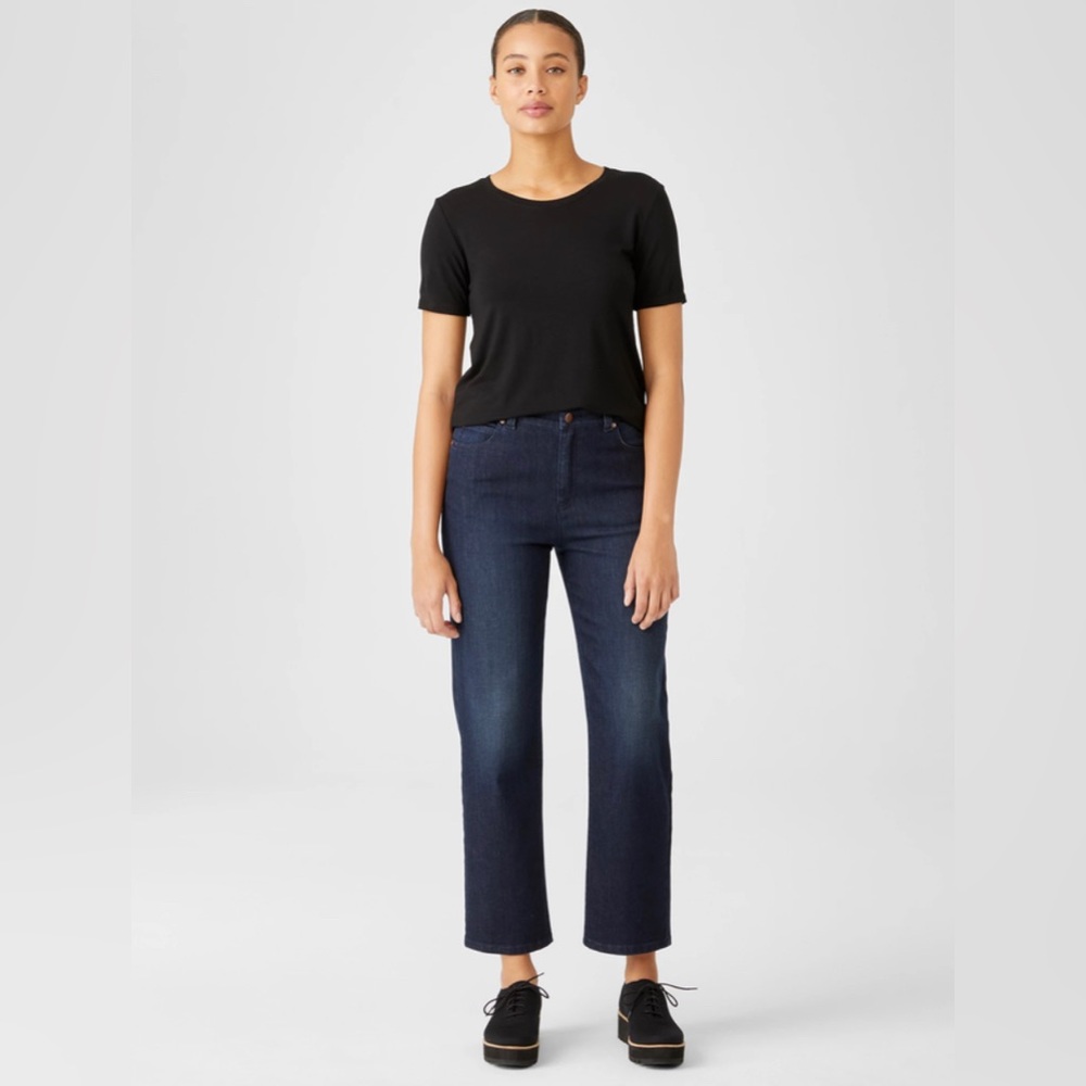 Eileen Fisher organic cotton stretch straight ankle jeans size: 4